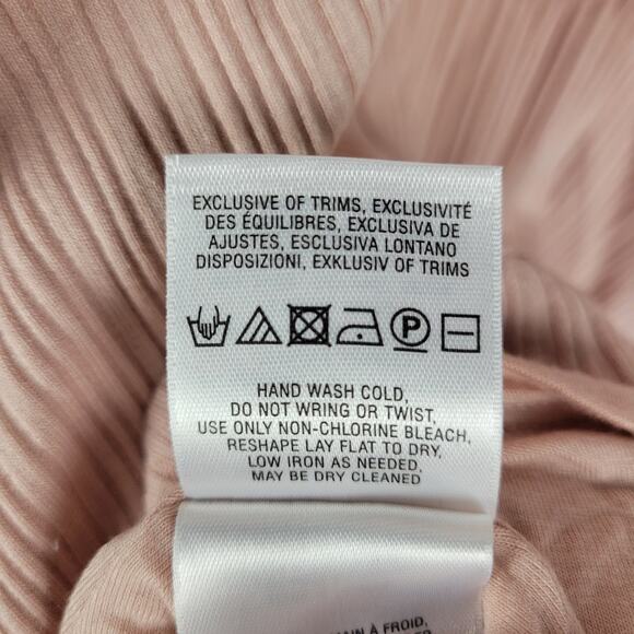 Anthropologie Womens Dress Size M Pink Mock Neck Asymmetric Hem Ribbed Open Back - Picture 10 of 12